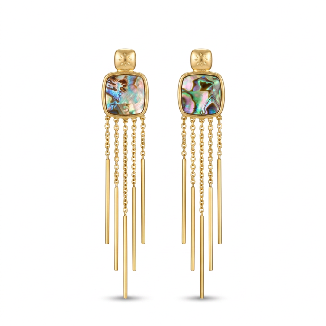 Aretes Nocturna acero inoxidable con oro de 18k, Pasionaria Aretes Nocturna