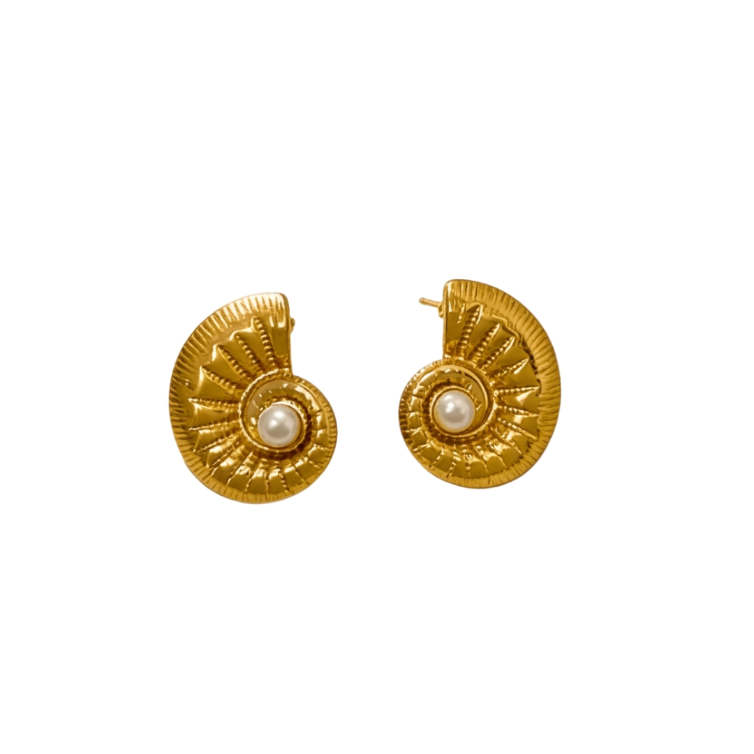 Aretes caracol , acero inoxidable con oro de 18k, Pasionaria Aretes-caracol-acero-inoxidable-con-oro-de-18k-Pasionaria.png