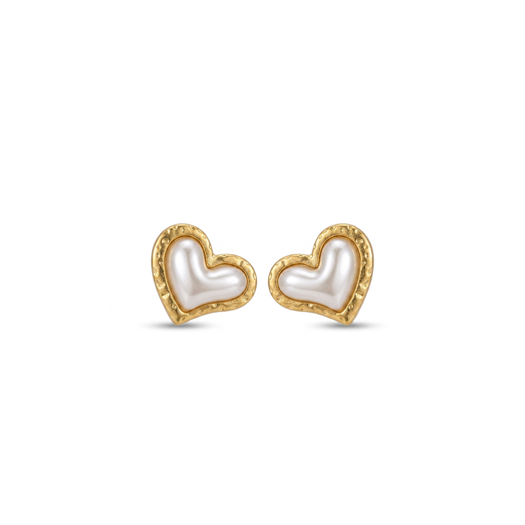 Aretes Corazón puro, acero inoxidable con oro de 18k, Pasionaria Aretes Corazón puro, acero inoxidable con oro de 18k, Pasionaria