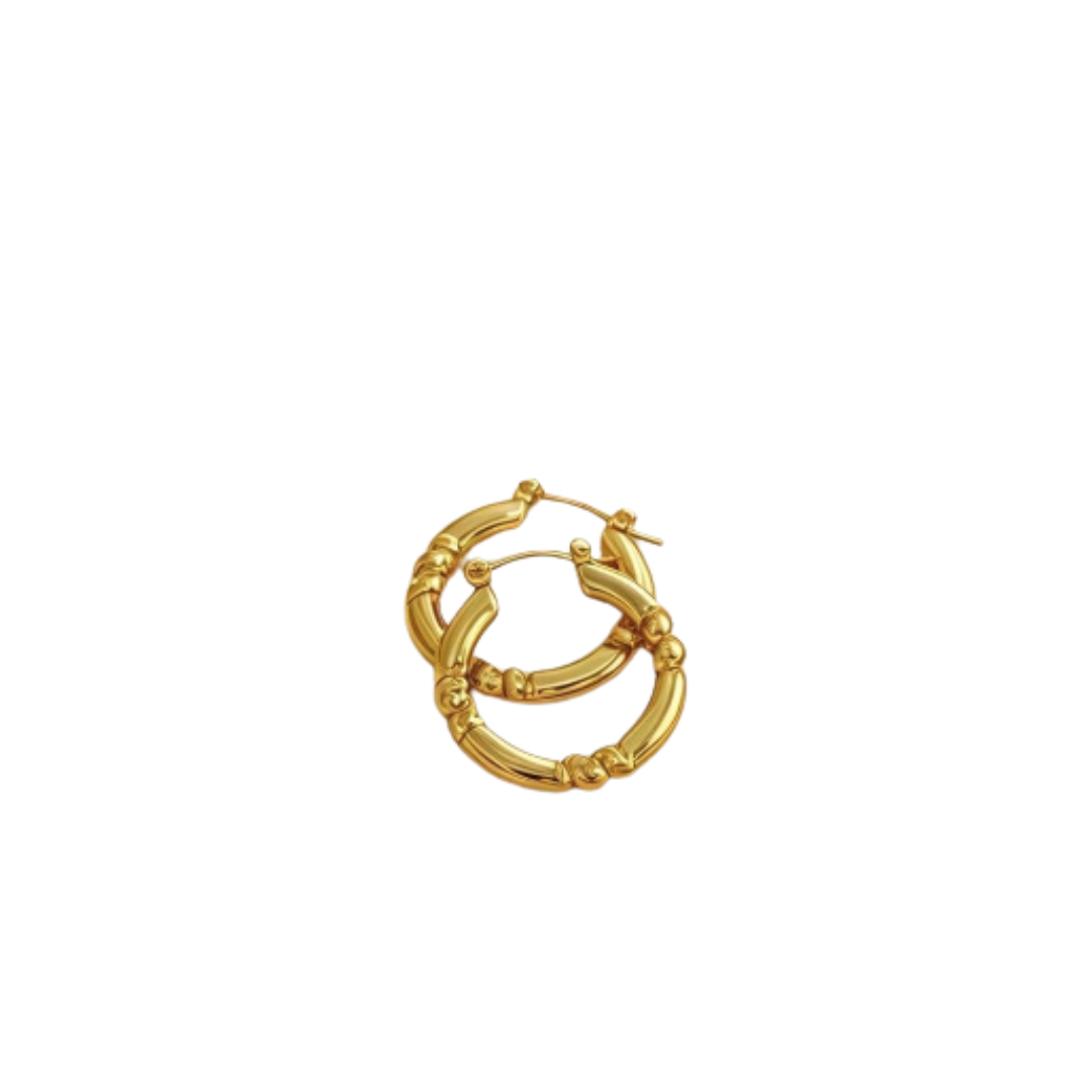 Aros Calista, acero inoxidable con oro de 18k, Pasionaria Aros Calista