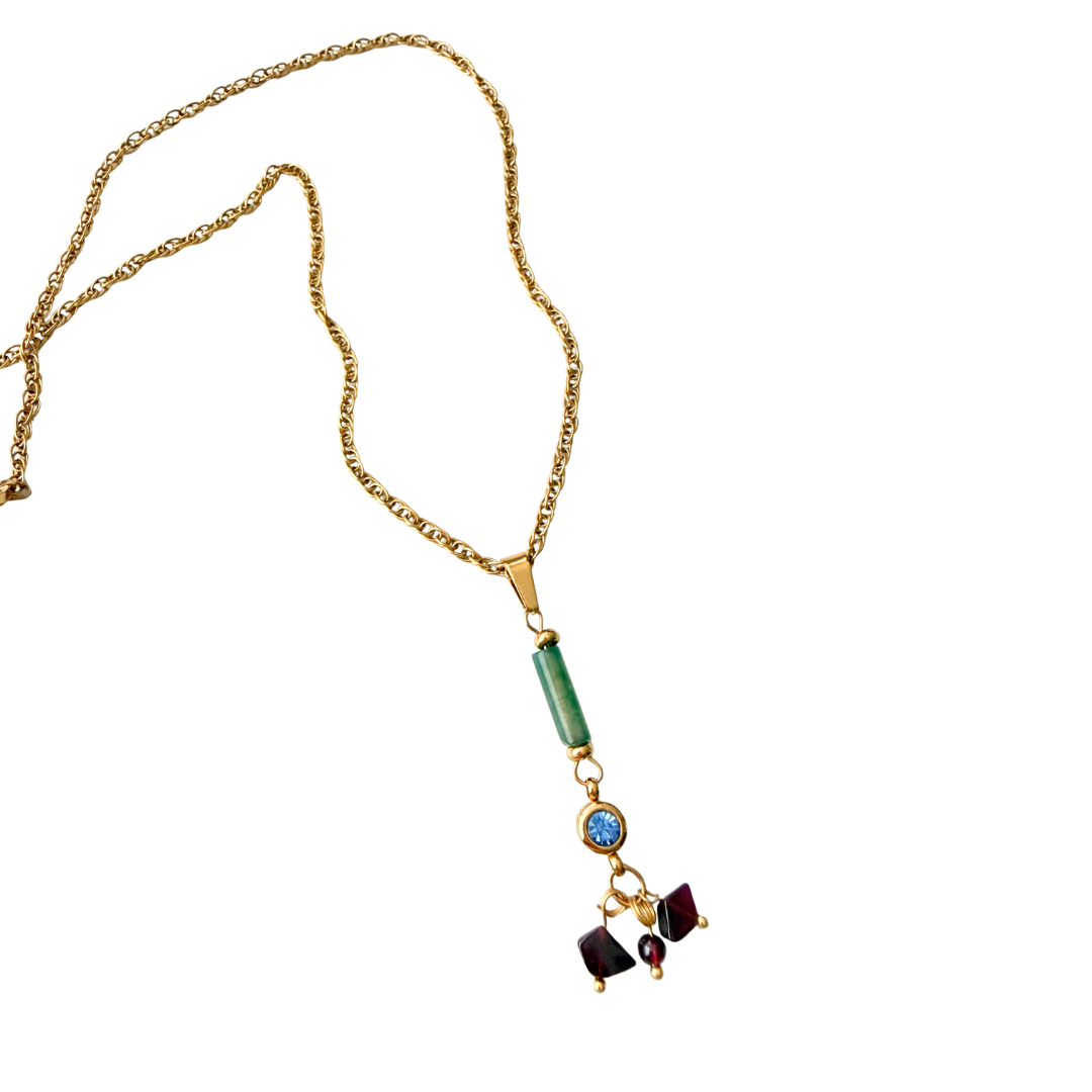 Collar Dione, acero inoxidable y piedras naturales, Pasionaria accesorios