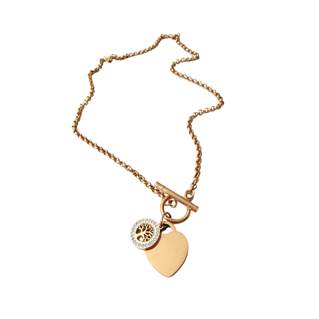 1Collar arbol de vida, acero inoxidable y gold plated, pasionaria accesorios