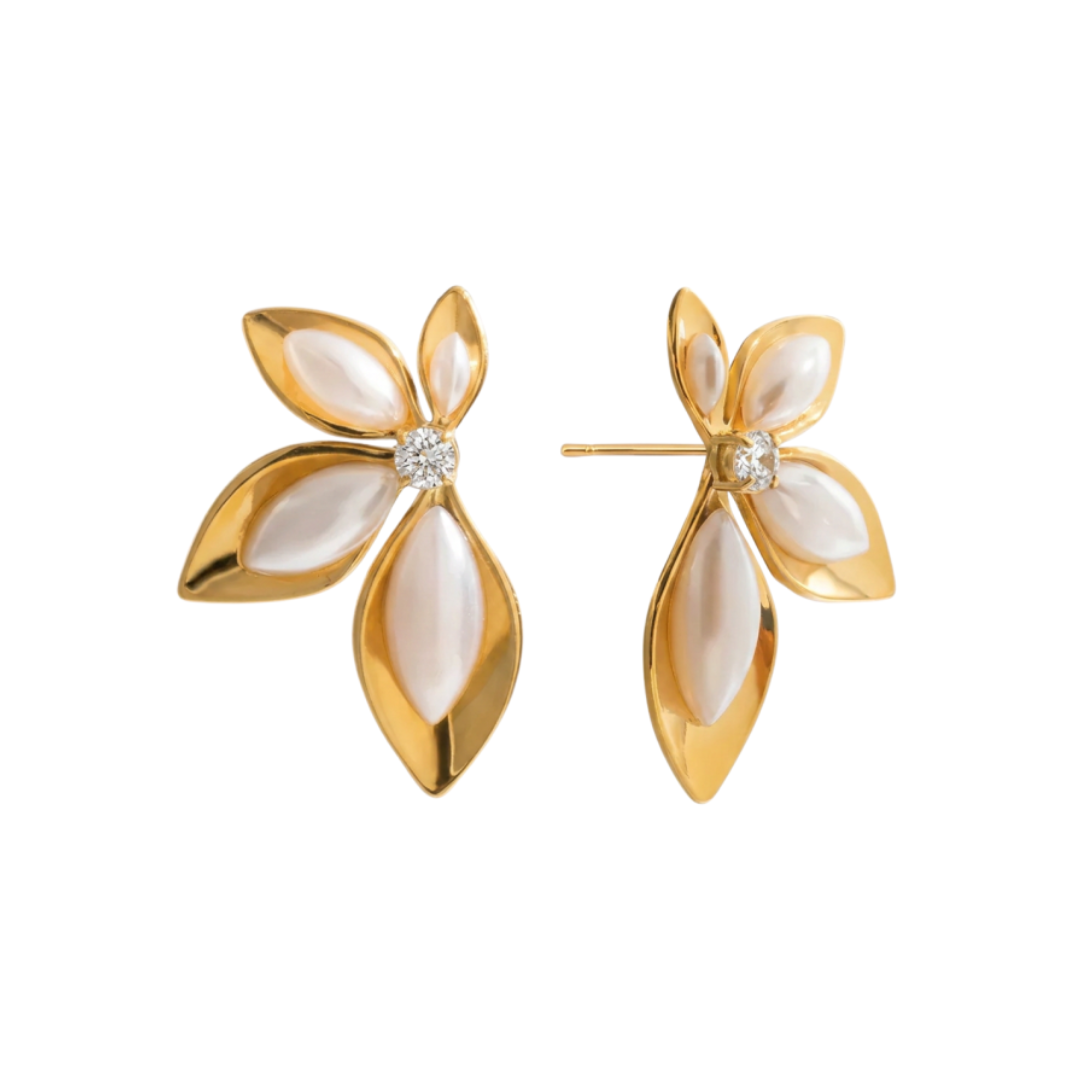 aretes flor es ser, acero inoxidable