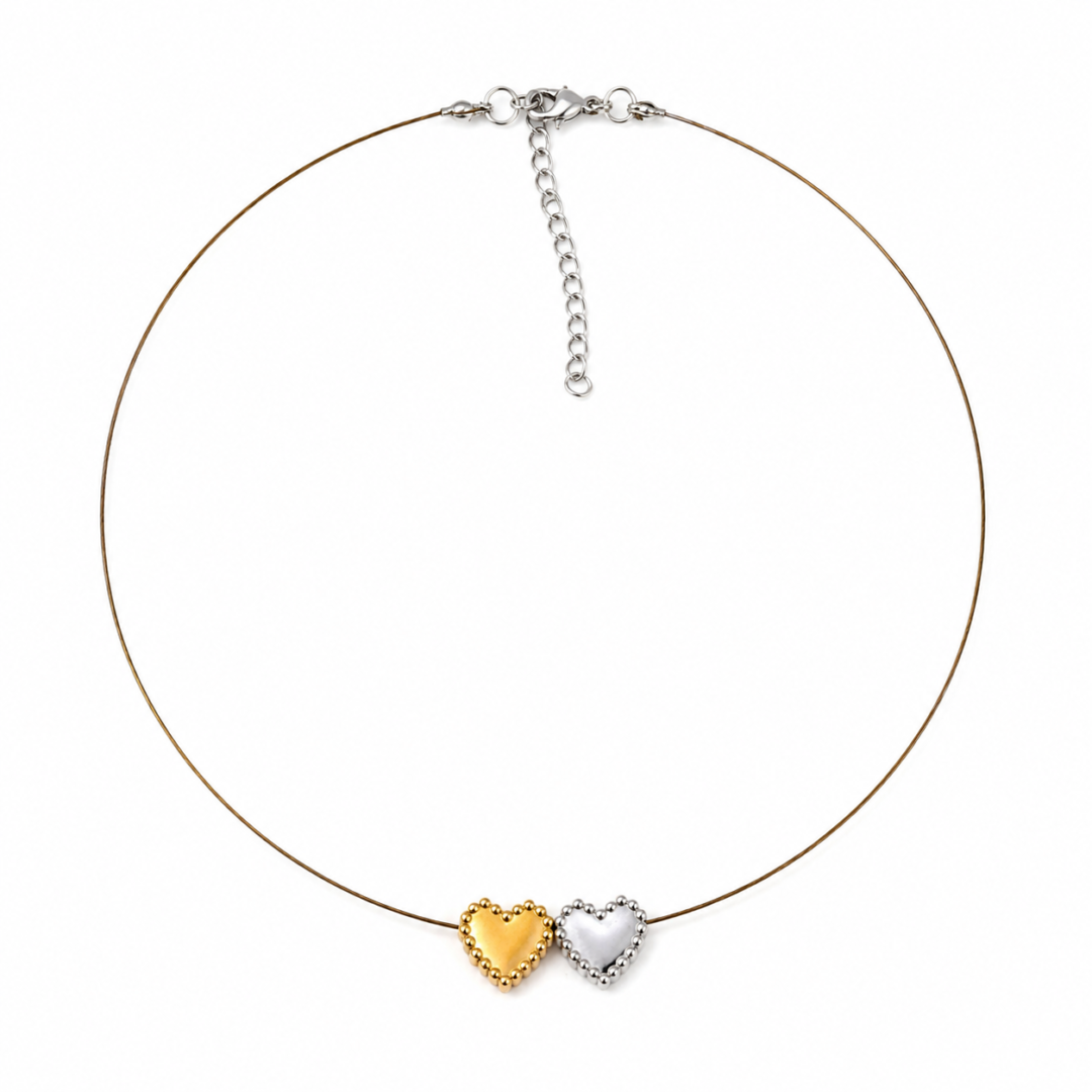 Collar corazones en acero inoxidable