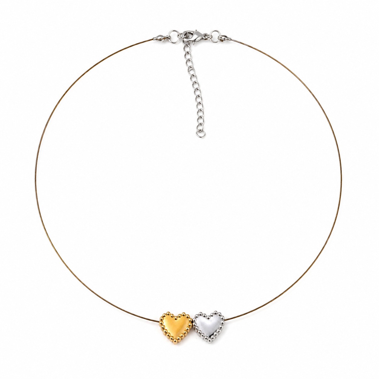Collar corazones en acero inoxidable