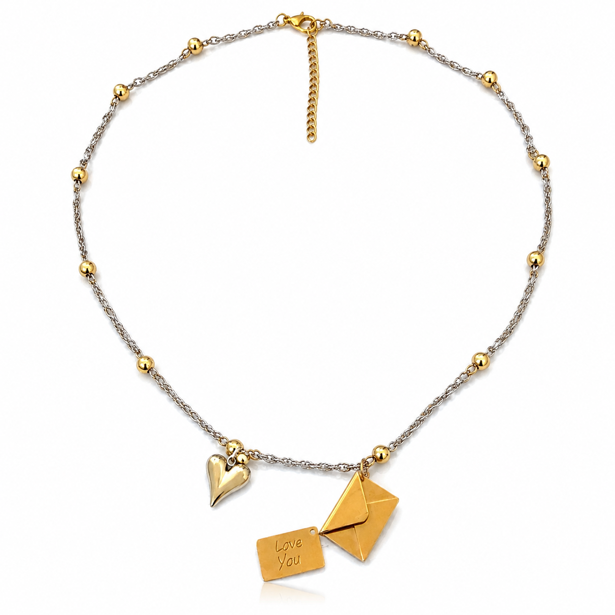 Collar carta de amor en acero inoxidable