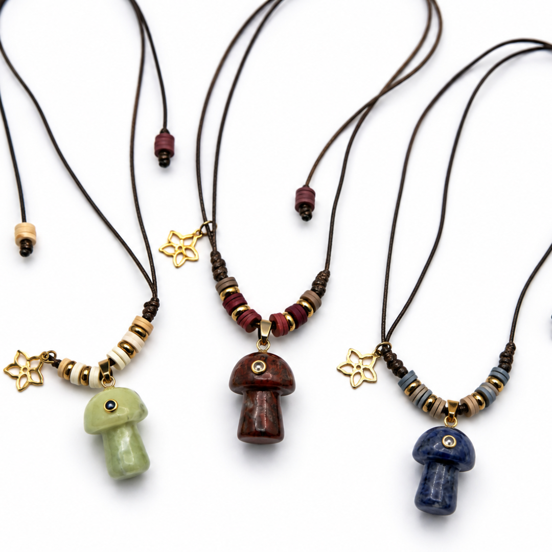 Collar hongo, piedras naturales