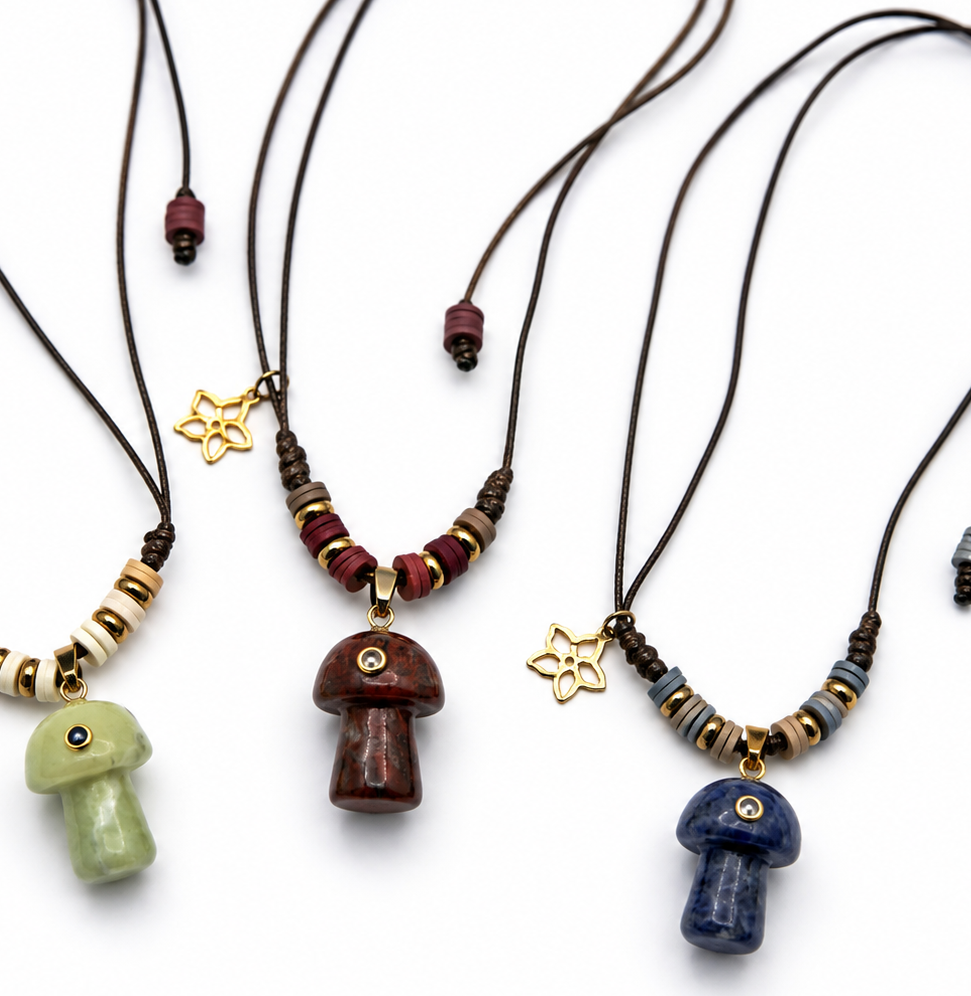 Collar hongo, piedras naturales