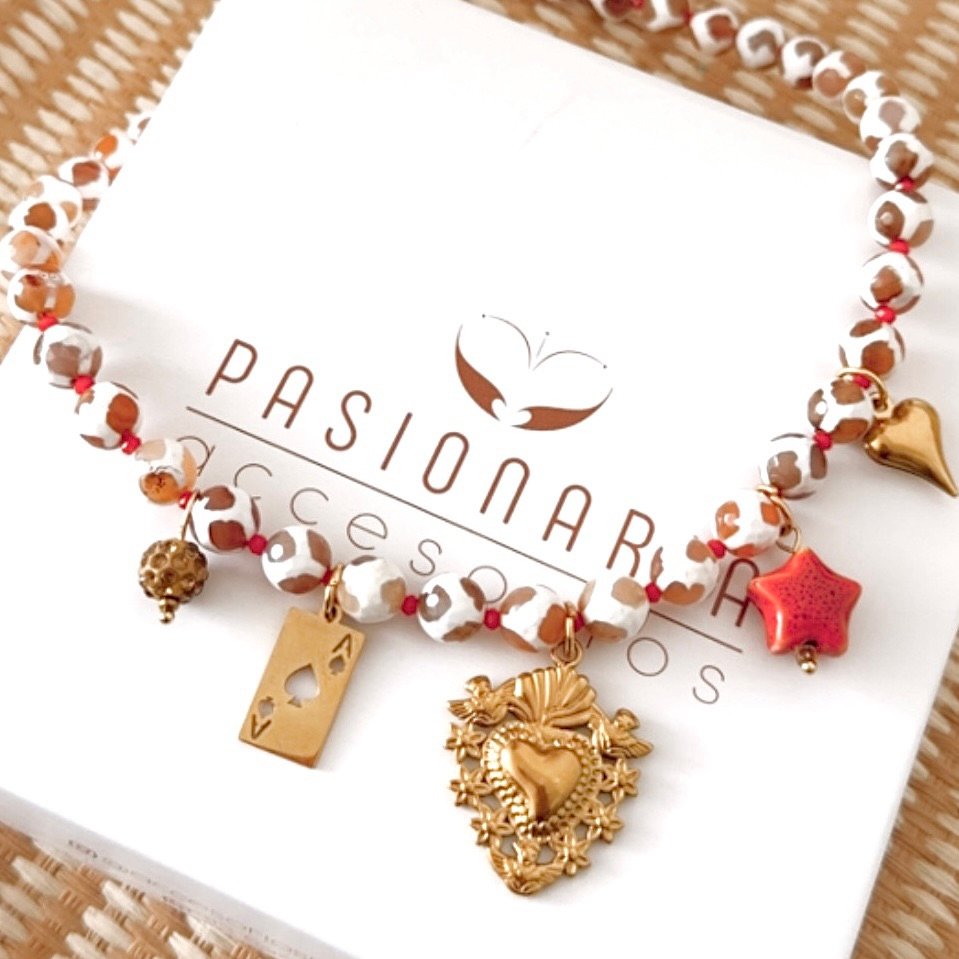 Collar corazón agatas